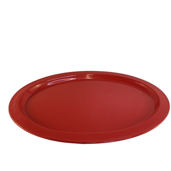 Red Oval Serving Platter 15" x 11" Durable Tin Lightweight Holiday Tray - Picture 2 of 6
